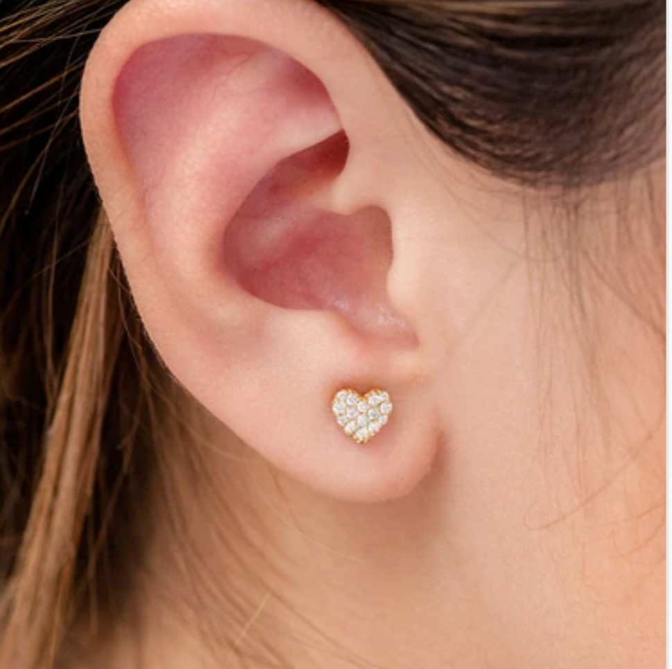 XS HEART STUD EARRINGS 14K