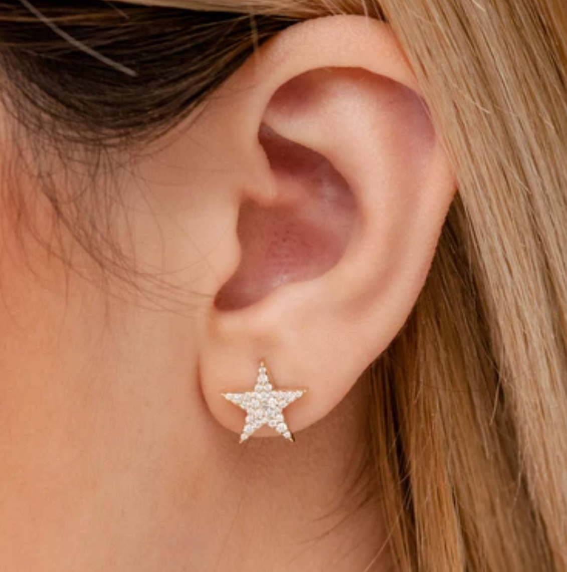 FIVE POINT STAR STUD EARRINGS 14K